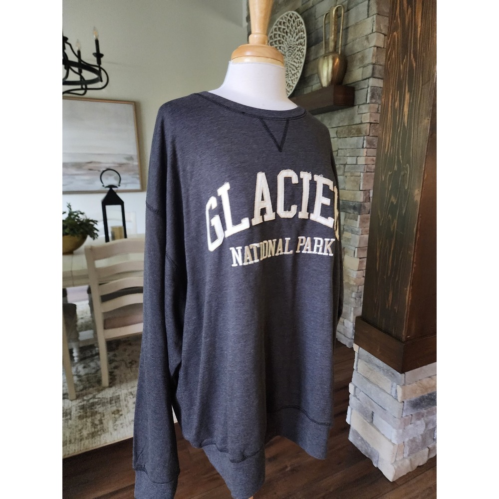 NWOT Prairie Mountain Glacier National Park Sweatshirt Womens XXL Embroidered